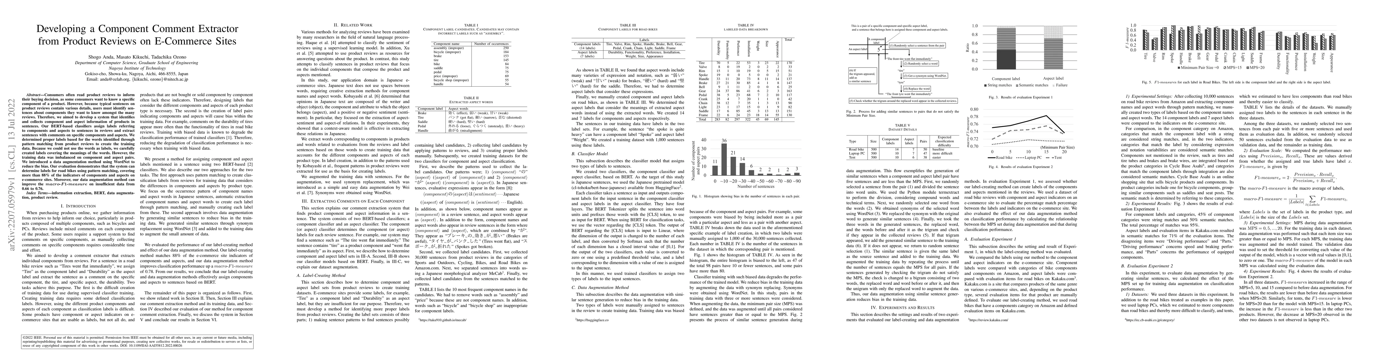 Thumbnail for Developing a Component Comment Extractor from Product Reviews on
  E-Commerce Sites