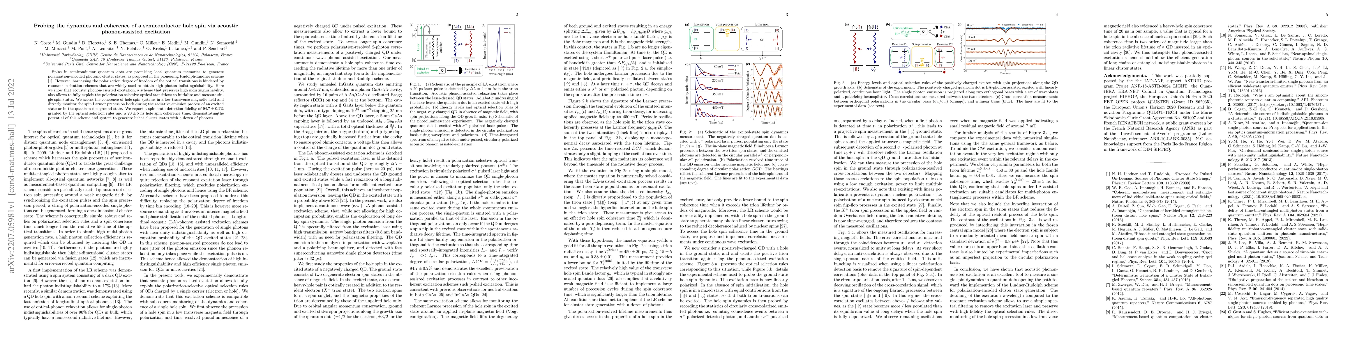 Thumbnail for Probing the dynamics and coherence of a semiconductor hole spin via
  acoustic phonon-assisted excitation