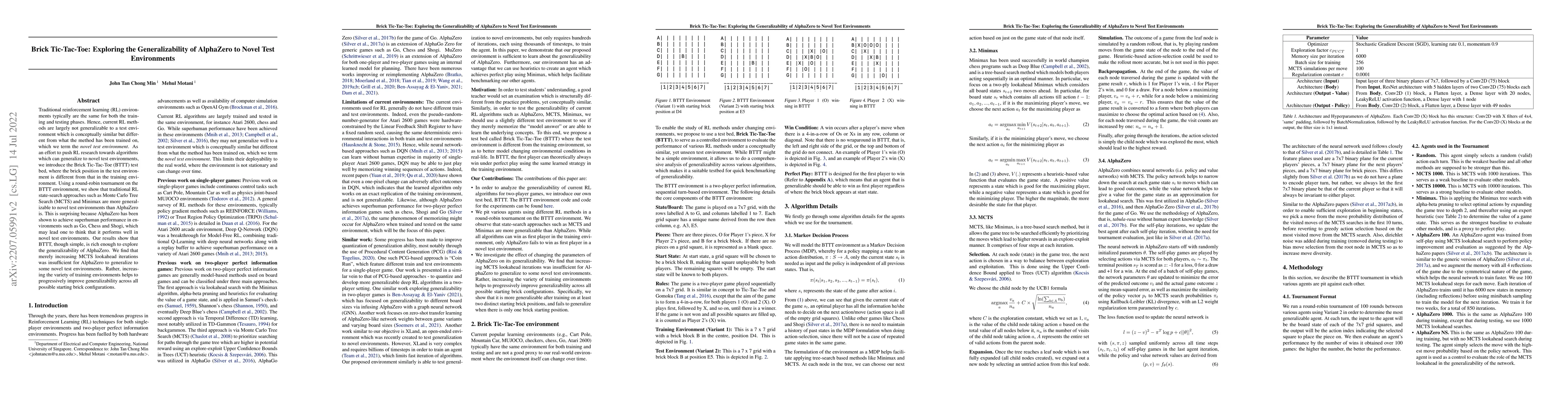 Thumbnail for Brick Tic-Tac-Toe: Exploring the Generalizability of AlphaZero to Novel
  Test Environments