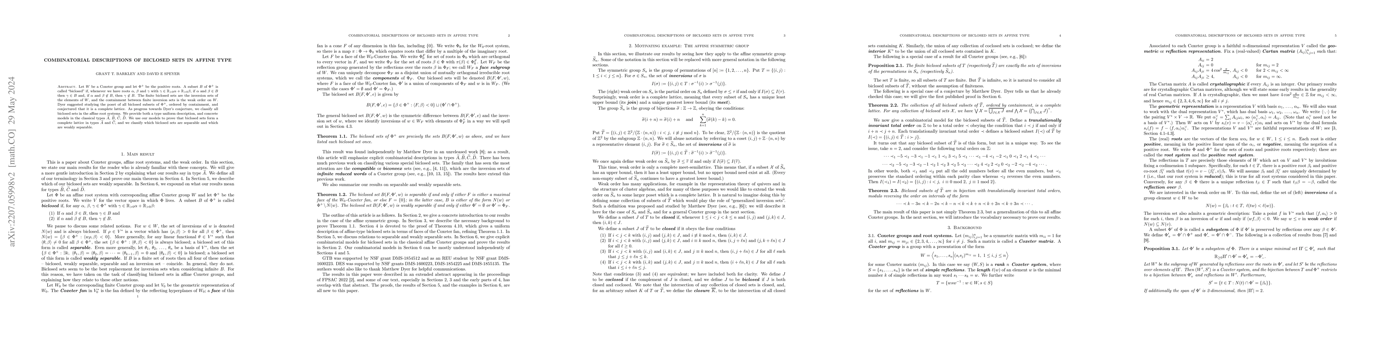 Thumbnail for Combinatorial descriptions of biclosed sets in affine type