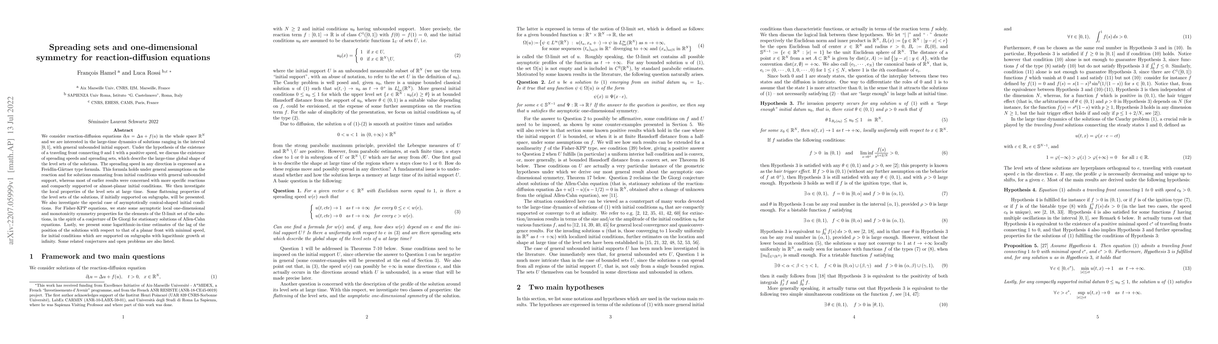 Thumbnail for Spreading sets and one-dimensional symmetry for reaction-diffusion
  equations