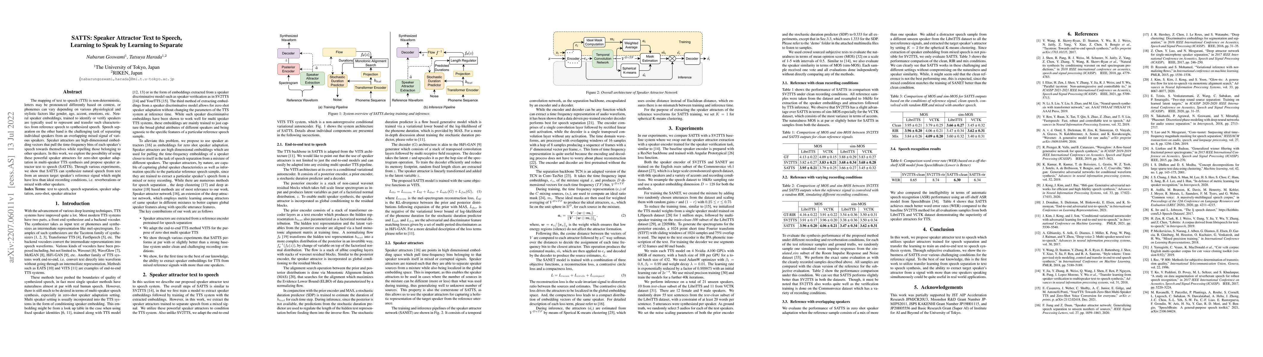 Thumbnail for SATTS: Speaker Attractor Text to Speech, Learning to Speak by Learning
  to Separate
