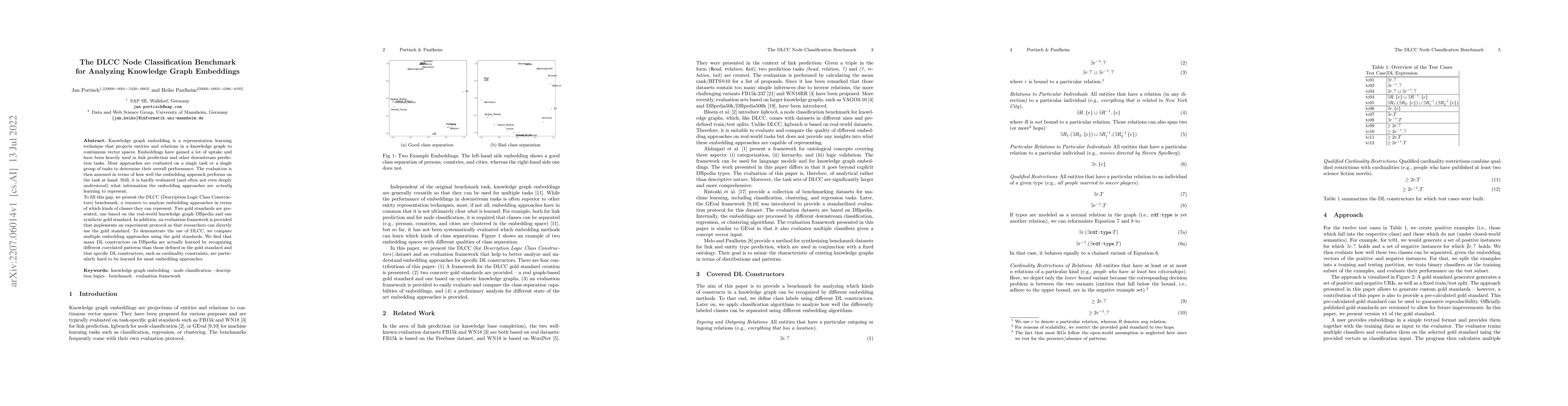Thumbnail for The DLCC Node Classification Benchmark for Analyzing Knowledge Graph
  Embeddings