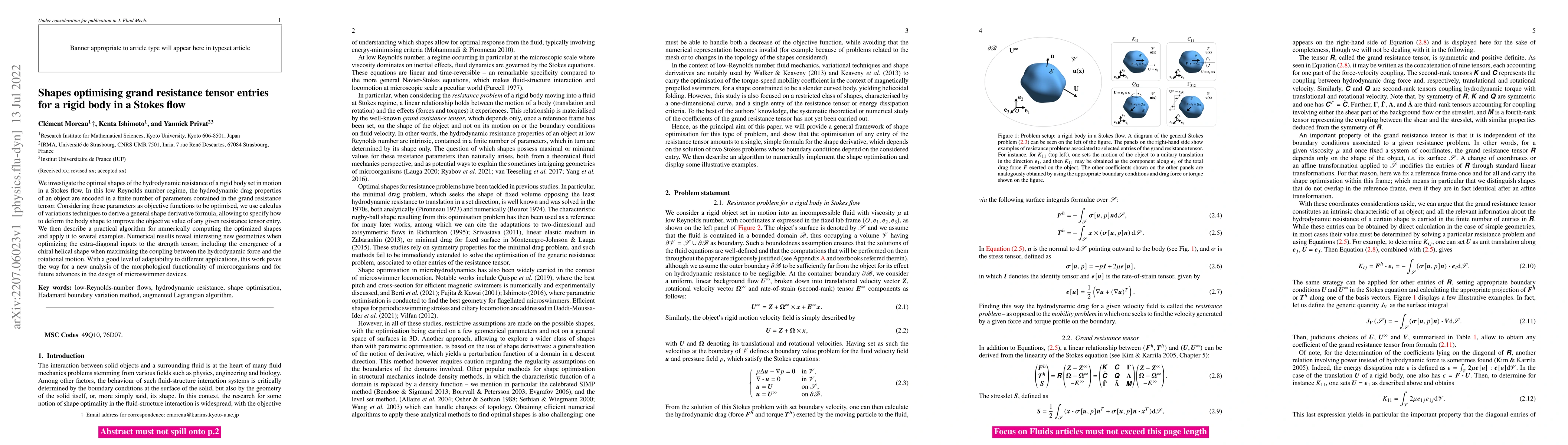 Thumbnail for Shapes optimising grand resistance tensor entries for a rigid body in a
  Stokes flow