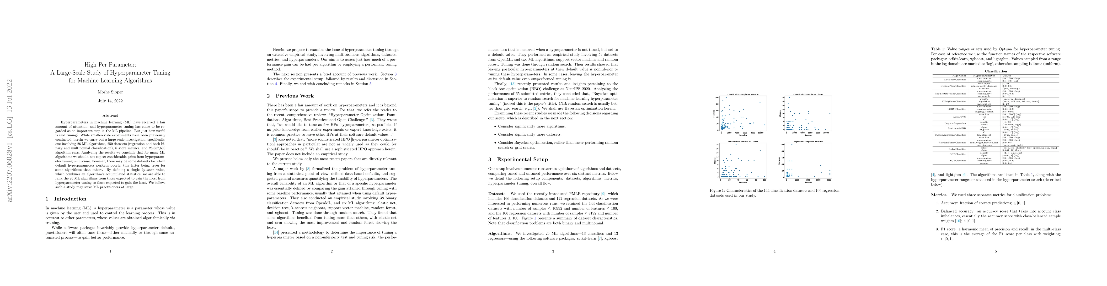 Thumbnail for High Per Parameter: A Large-Scale Study of Hyperparameter Tuning for
  Machine Learning Algorithms
