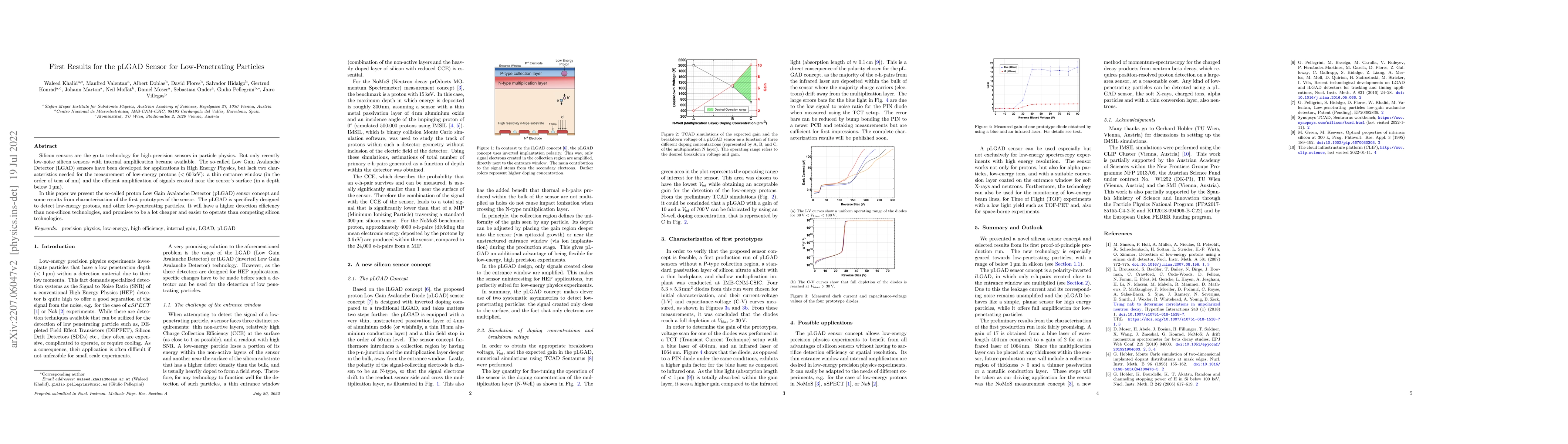 Thumbnail for First Results for the pLGAD Sensor for Low-Penetrating Particles