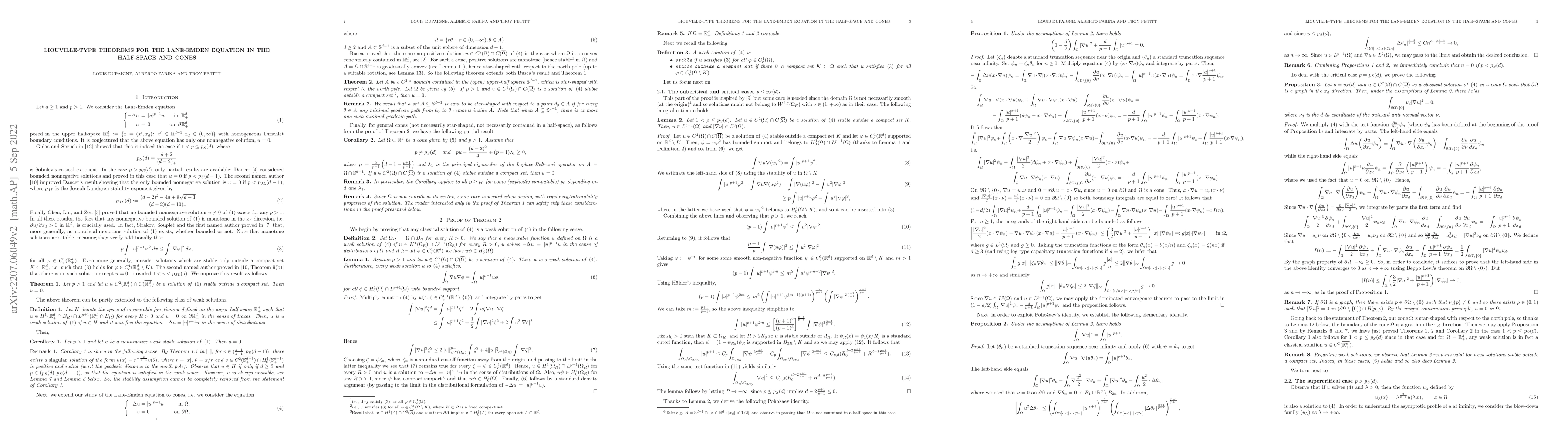 Thumbnail for Liouville-type theorems for the Lane-Emden equation in the half-space
  and cones