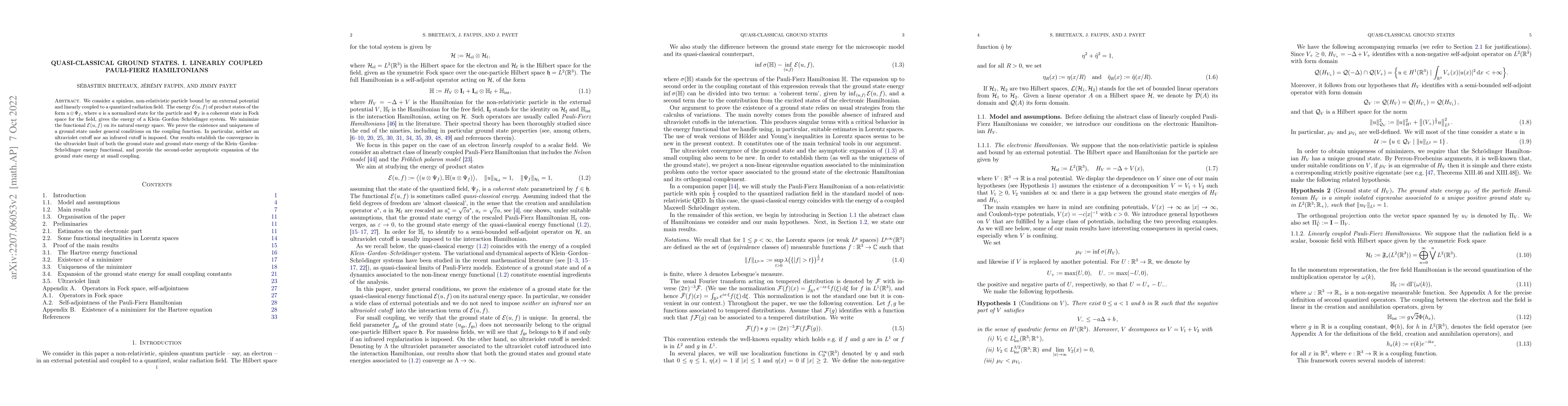 Thumbnail for Quasi-classical Ground States. I. Linearly Coupled Pauli-Fierz
  Hamiltonians