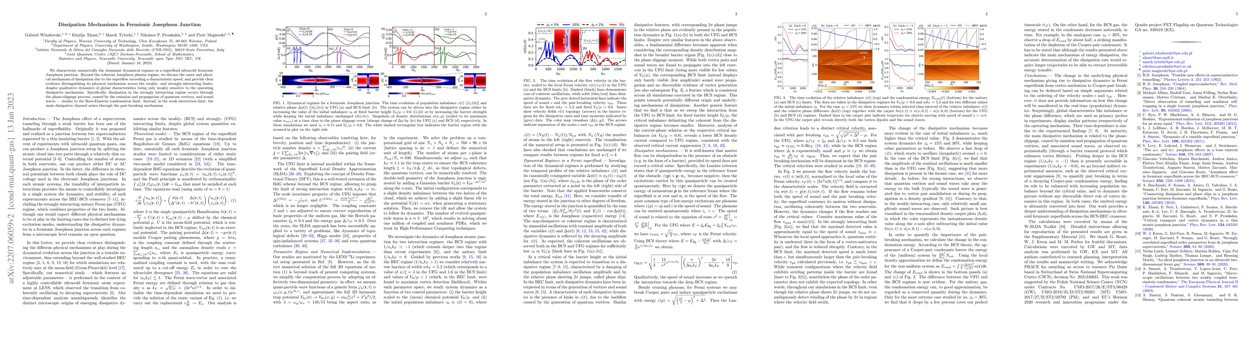 Thumbnail for Dissipation Mechanisms in Fermionic Josephson Junction