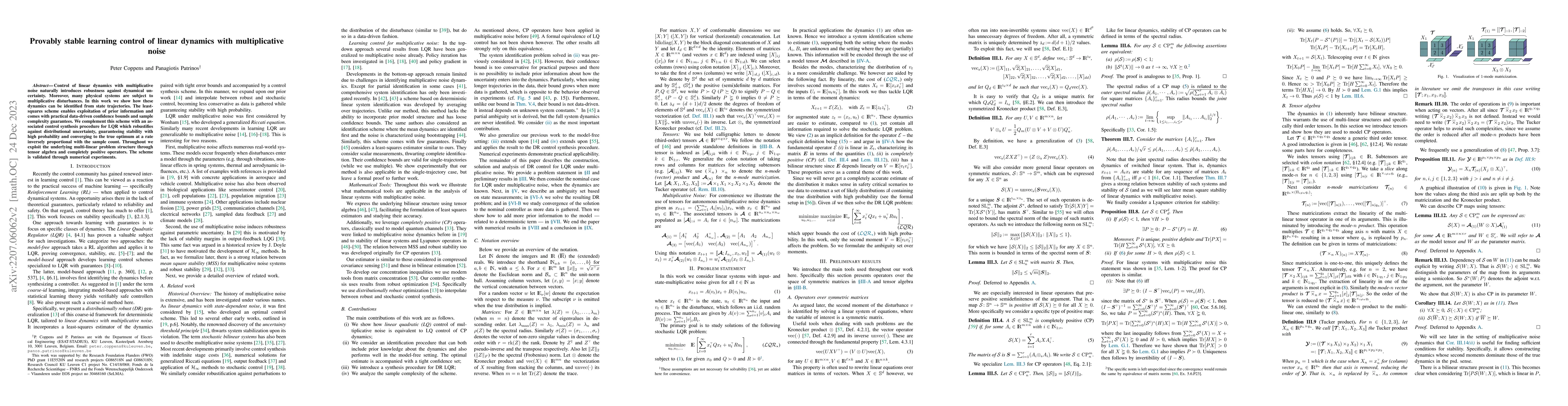 Thumbnail for Provably stable learning control of linear dynamics with multiplicative
  noise