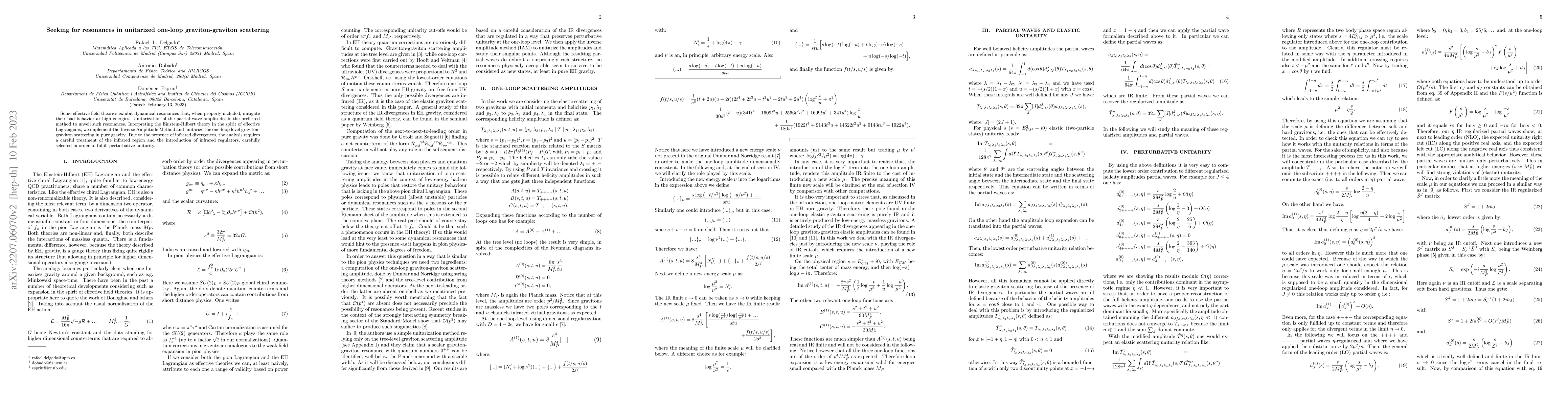 Thumbnail for Seeking for resonances in unitarized one-loop graviton-graviton
  scattering