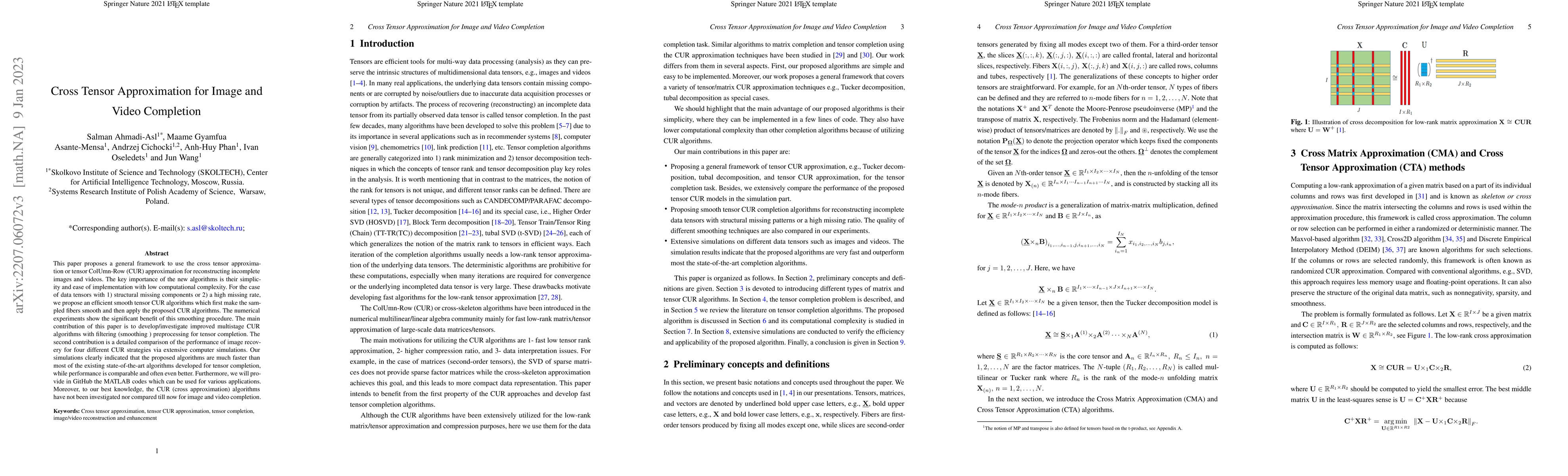 Thumbnail for Cross Tensor Approximation for Image and Video Completion