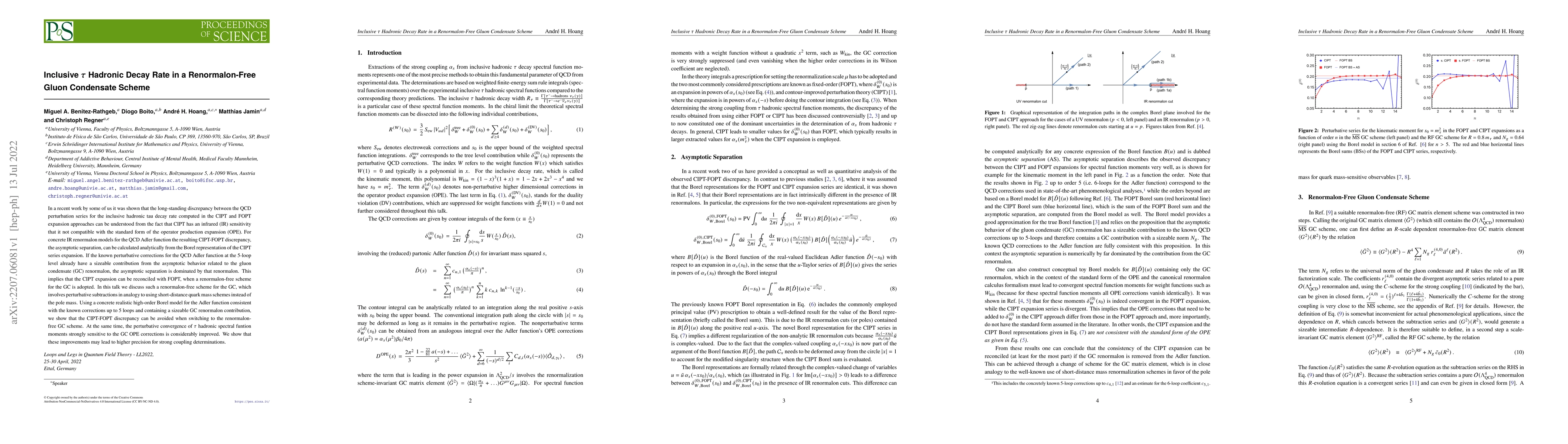 Thumbnail for Inclusive $\tau$ Hadronic Decay Rate in a Renormalon-Free Gluon
  Condensate Scheme