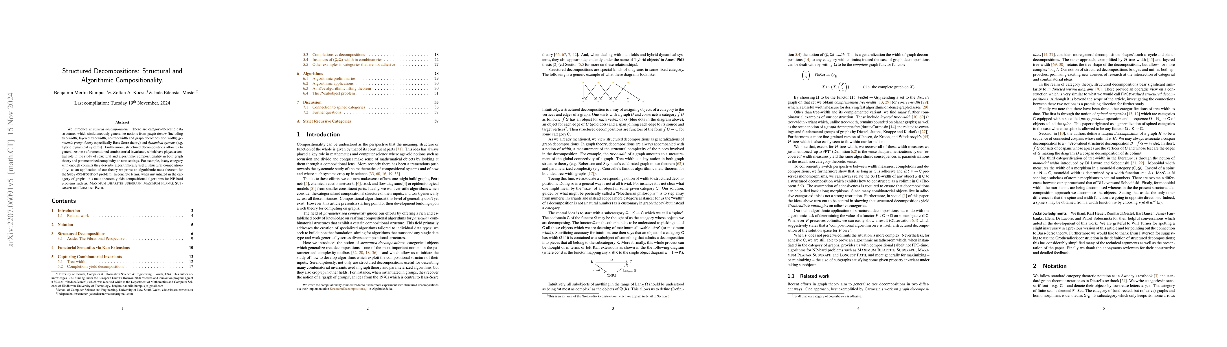 Thumbnail for Structured Decompositions: Structural and Algorithmic Compositionality
