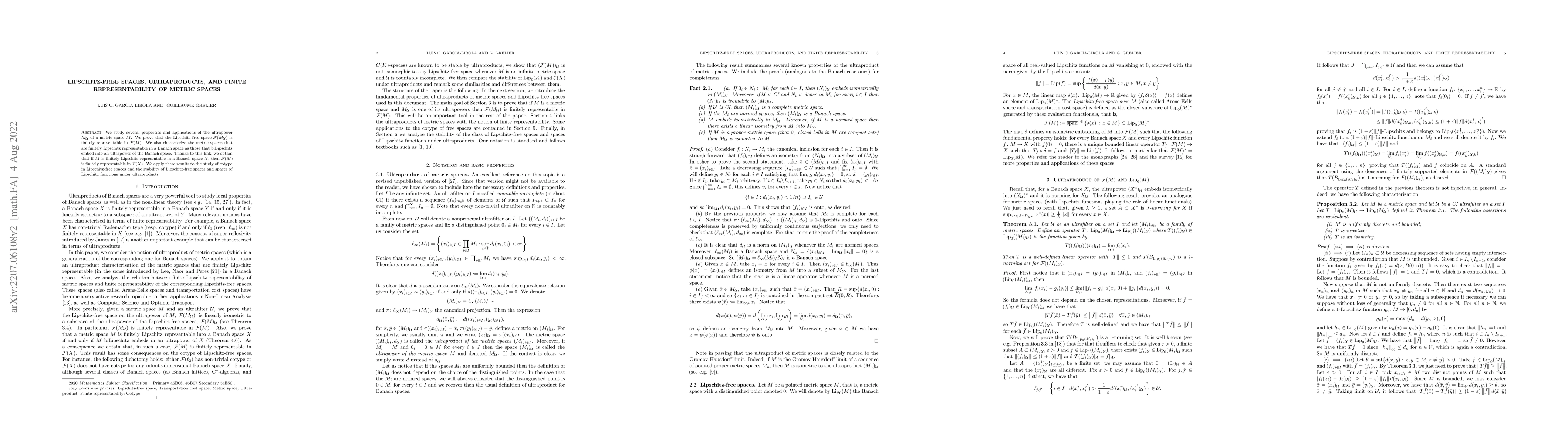 Thumbnail for Lipschitz-free spaces, ultraproducts, and finite representability of
  metric spaces