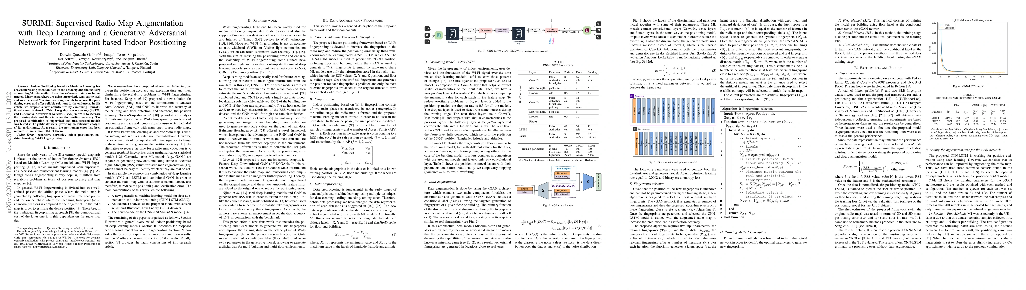 Thumbnail for SURIMI: Supervised Radio Map Augmentation with Deep Learning and a
  Generative Adversarial Network for Fingerprint-based Indoor Positioning