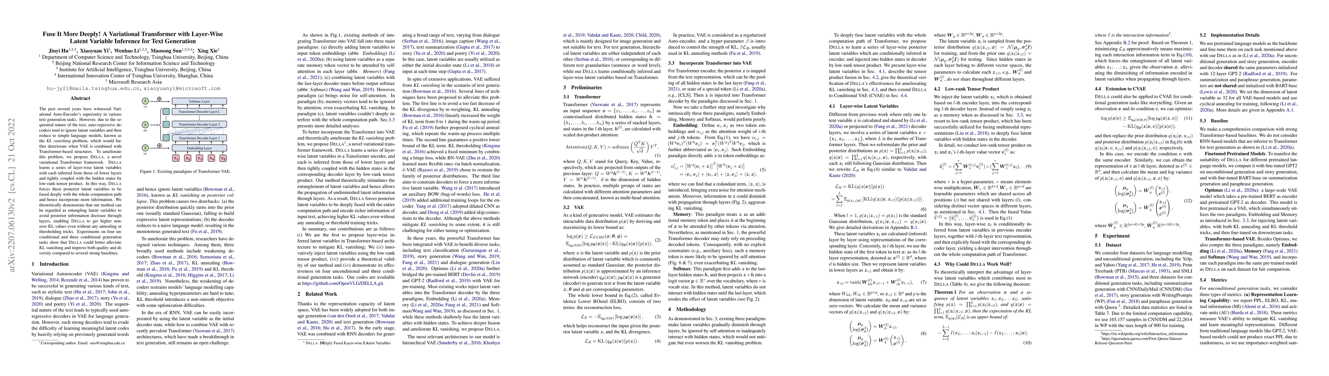 Thumbnail for Fuse It More Deeply! A Variational Transformer with Layer-Wise Latent
  Variable Inference for Text Generation