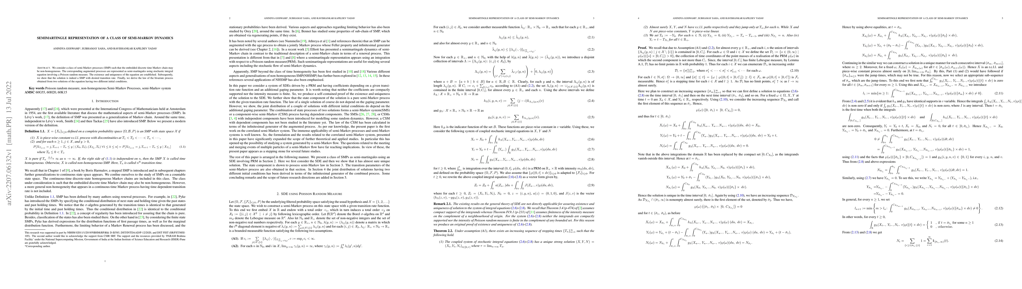 Thumbnail for Semimartingle Representation of a class of Semi-Markov Dynamics