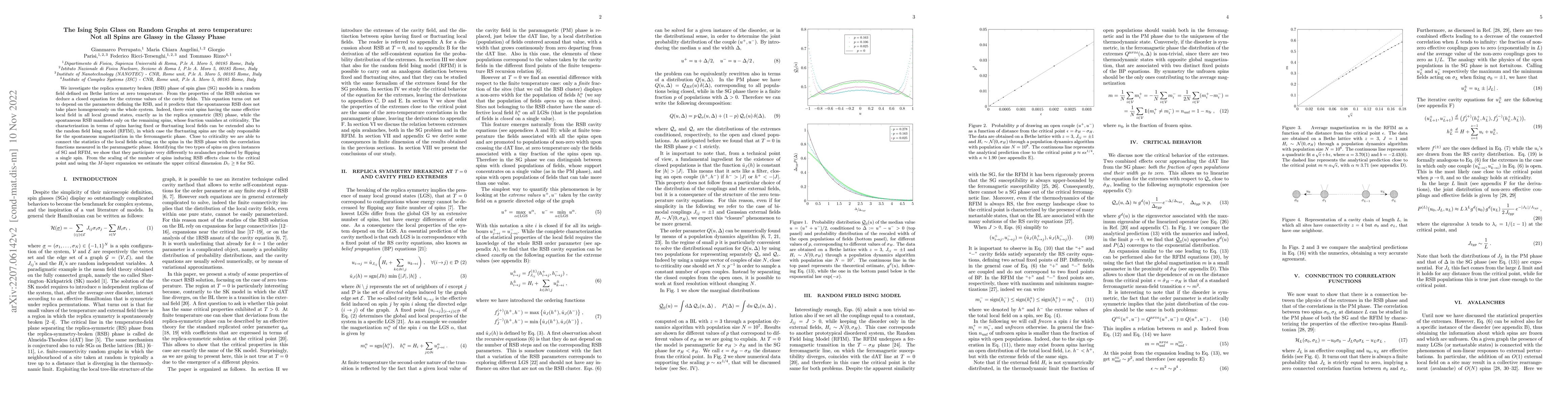 Thumbnail for The Ising spin glass on random graphs at zero temperature: not all spins
  are glassy in the glassy phase