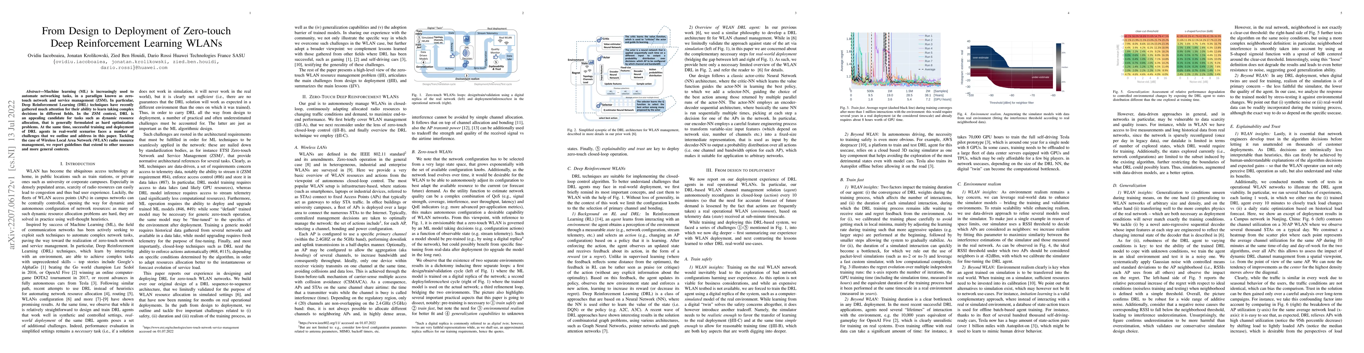 Thumbnail for From Design to Deployment of Zero-touch Deep Reinforcement Learning
  WLANs