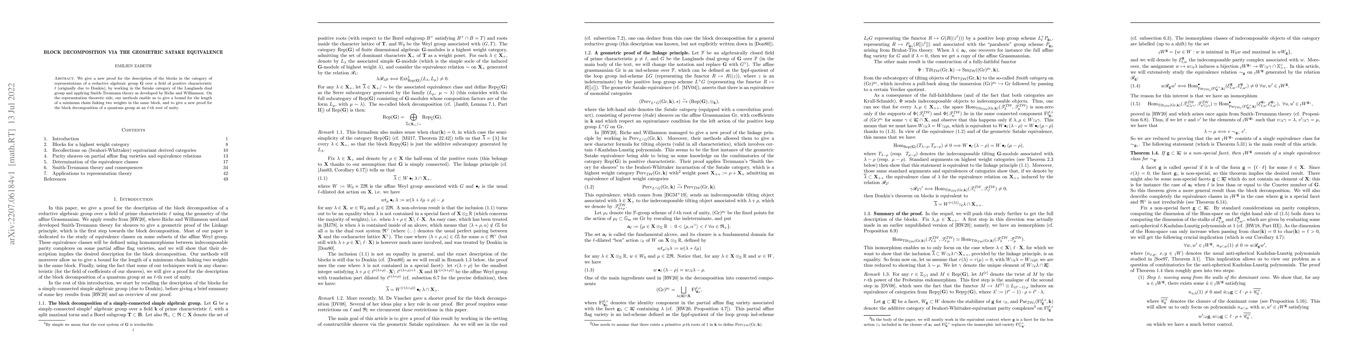 Thumbnail for Block decomposition via the geometric Satake equivalence