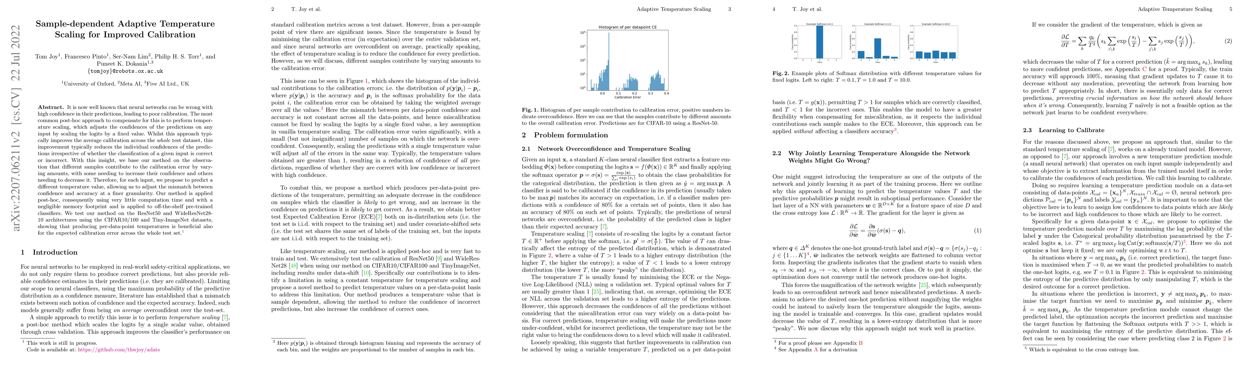 Thumbnail for Sample-dependent Adaptive Temperature Scaling for Improved Calibration