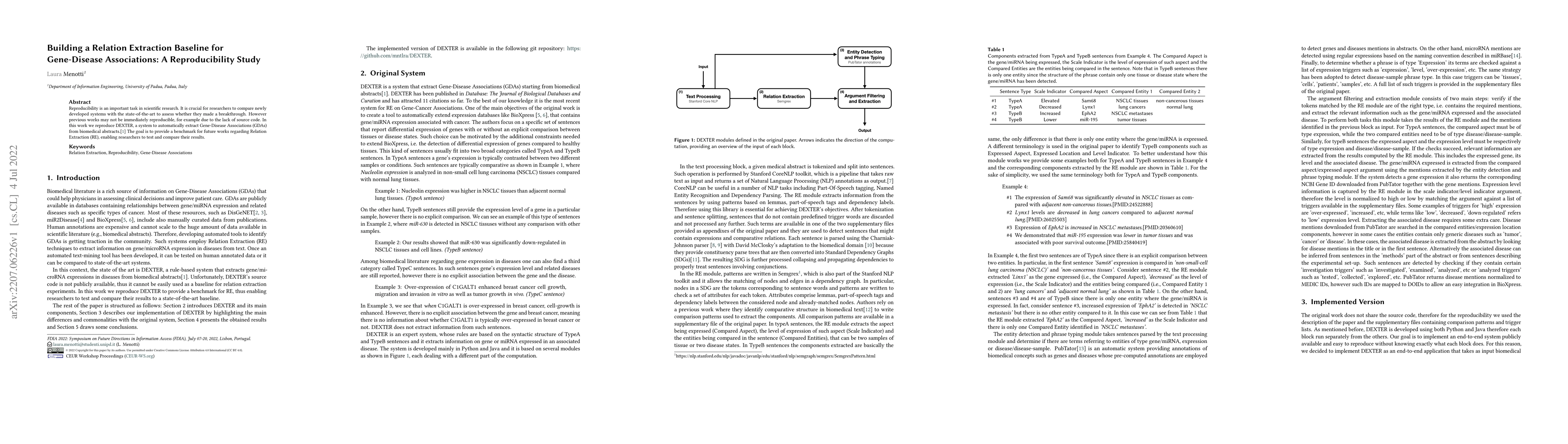 Thumbnail for Building a Relation Extraction Baseline for Gene-Disease Associations: A
  Reproducibility Study