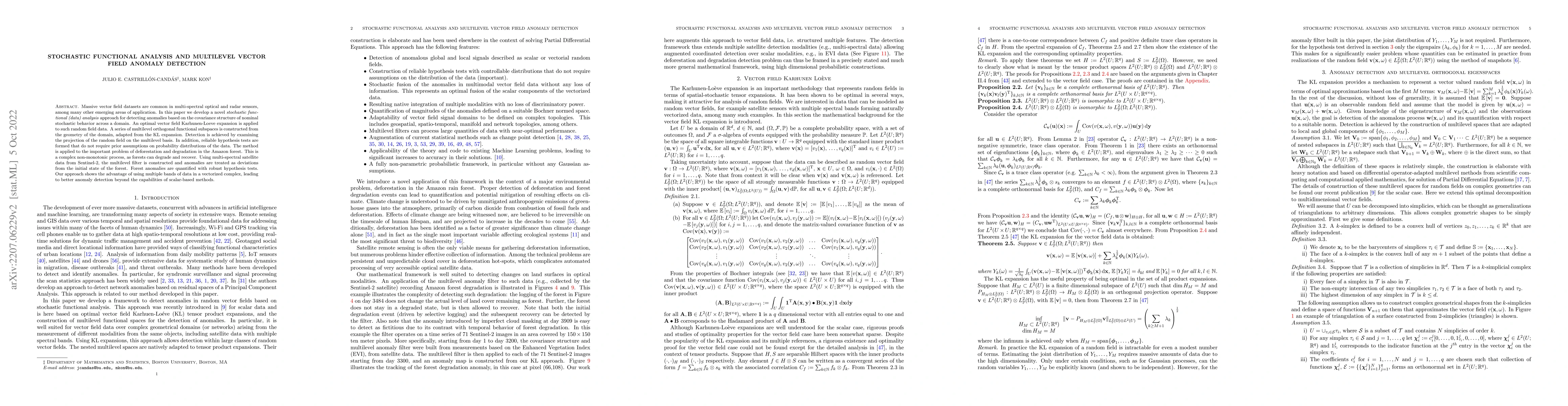 Thumbnail for Stochastic Functional Analysis and Multilevel Vector Field Anomaly
  Detection