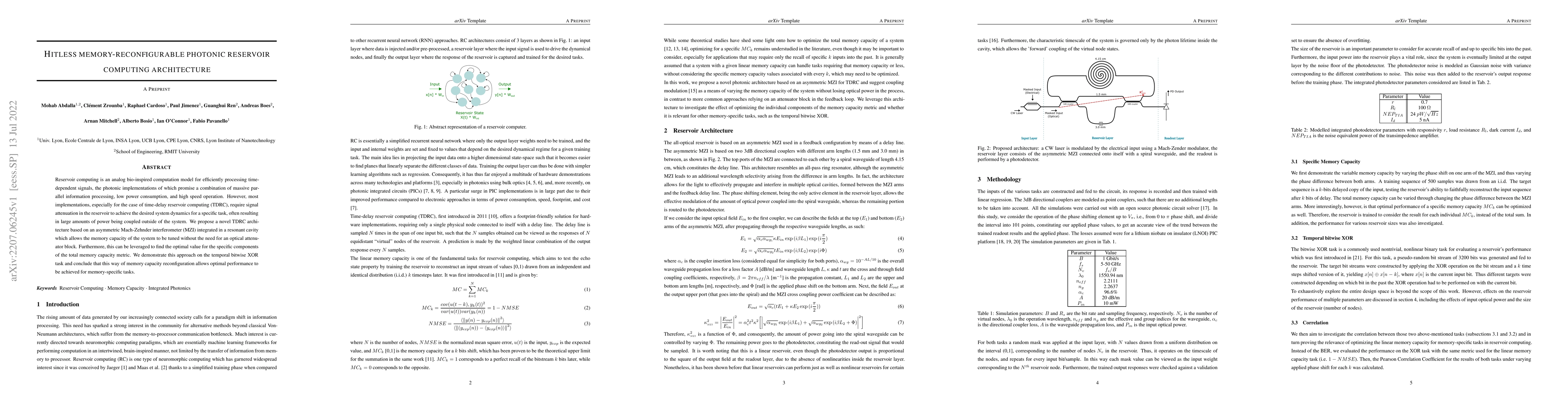 Thumbnail for Hitless memory-reconfigurable photonic reservoir computing architecture
