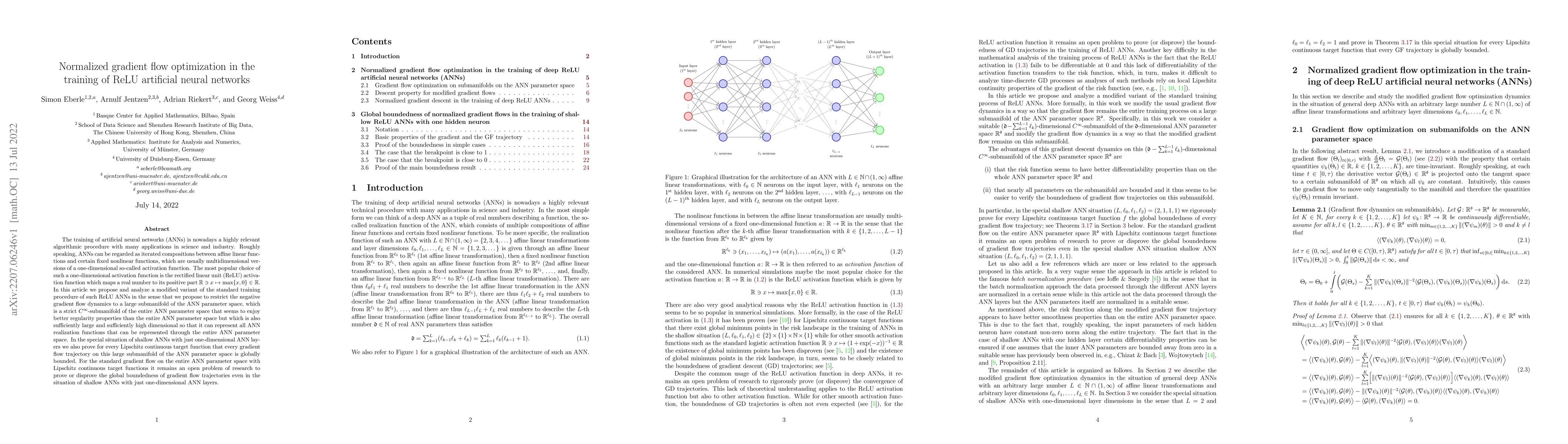Thumbnail for Normalized gradient flow optimization in the training of ReLU artificial
  neural networks