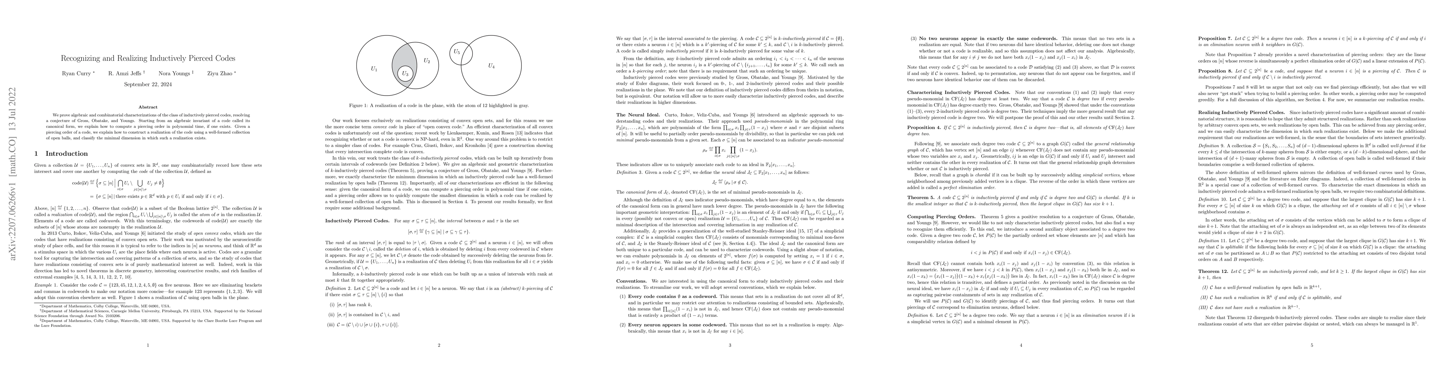 Thumbnail for Recognizing and Realizing Inductively Pierced Codes