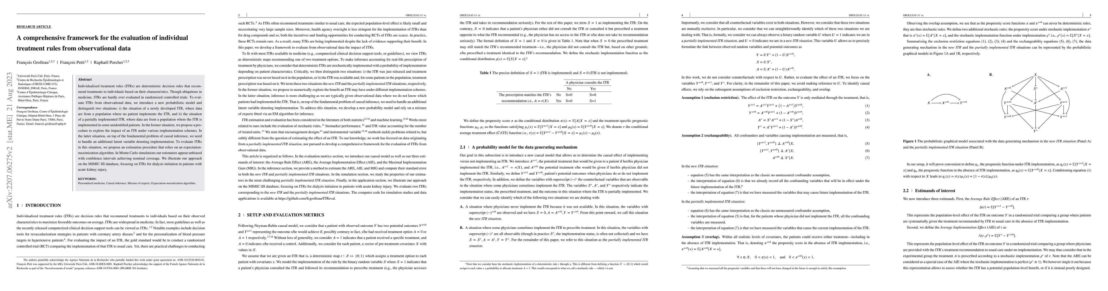 Thumbnail for A Comprehensive Framework for the Evaluation of Individual Treatment
  Rules From Observational Data