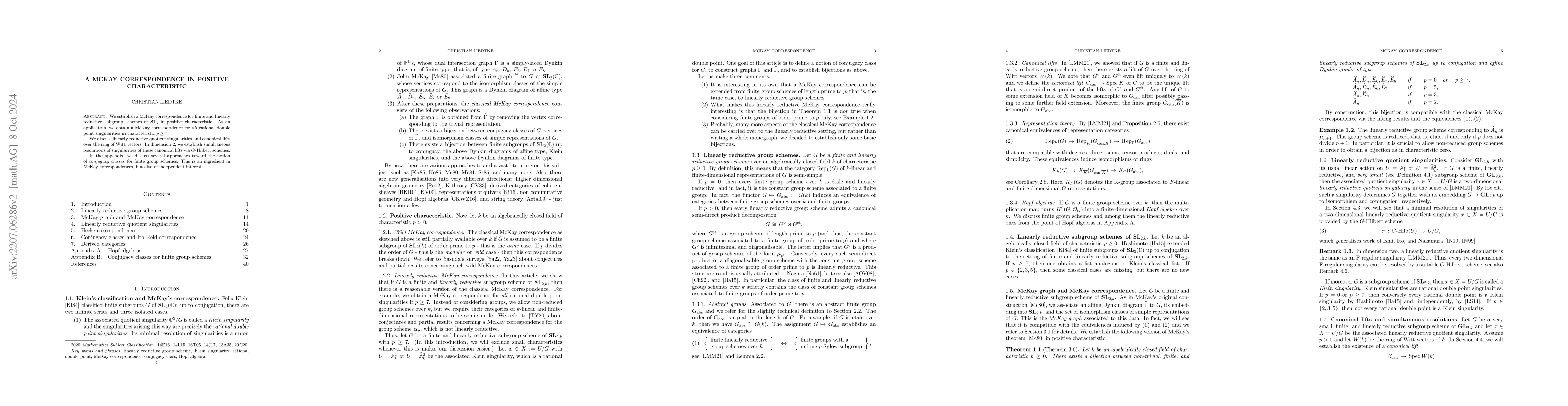 Thumbnail for A McKay Correspondence in Positive Characteristic
