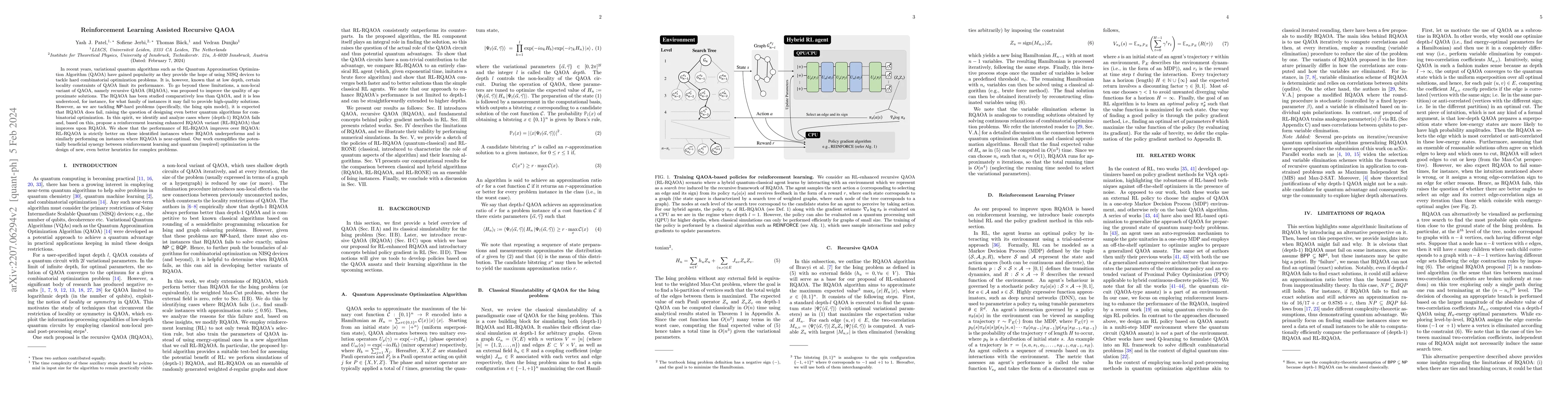 Thumbnail for Reinforcement Learning Assisted Recursive QAOA