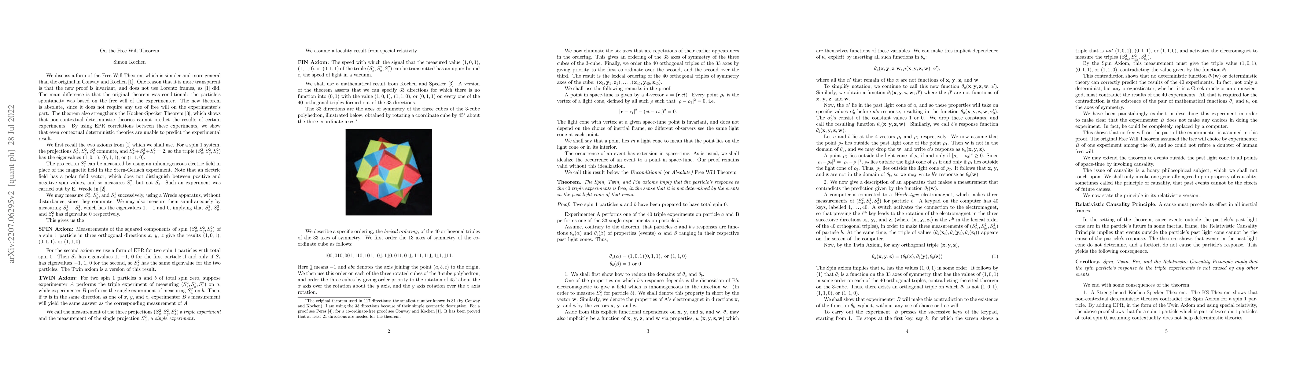 Thumbnail for On the Free Will Theorem