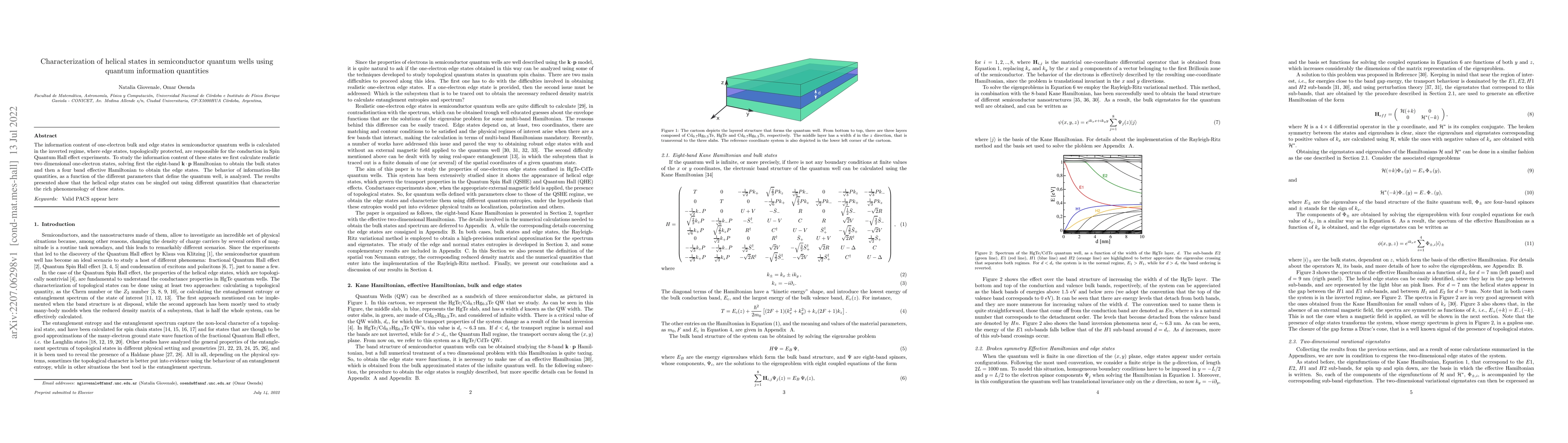 Thumbnail for Characterization of helical states in semiconductor quantum wells using
  quantum information quantities