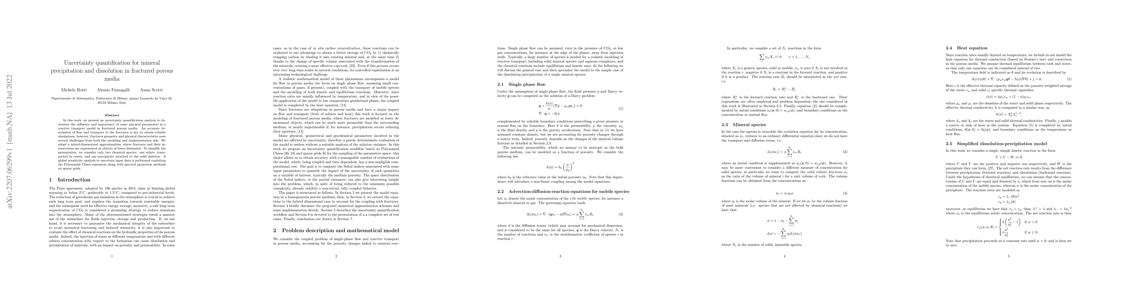 Thumbnail for Uncertainty quantification for mineral precipitation and dissolution in
  fractured porous media