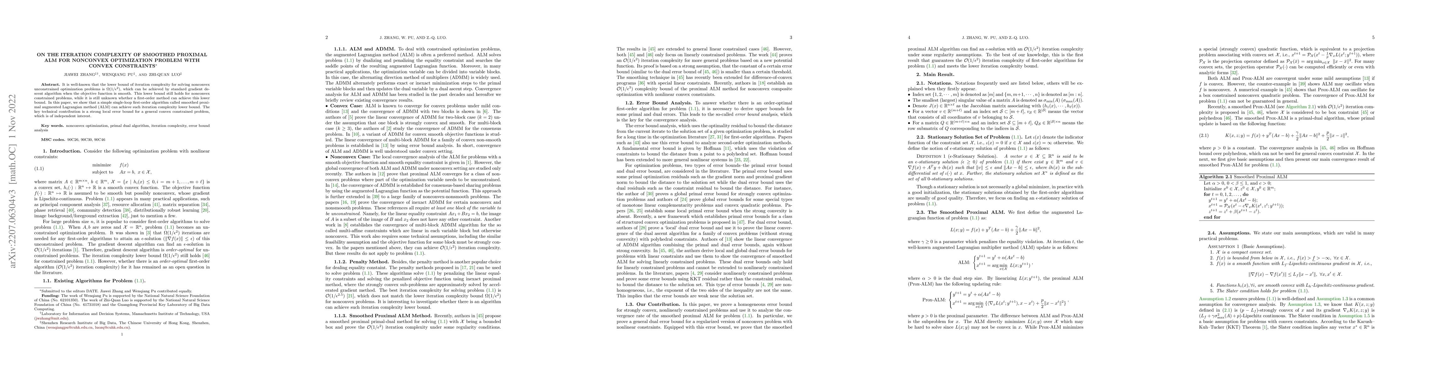 Thumbnail for On the Iteration Complexity of Smoothed Proximal ALM for Nonconvex
  Optimization Problem with Convex Constraints