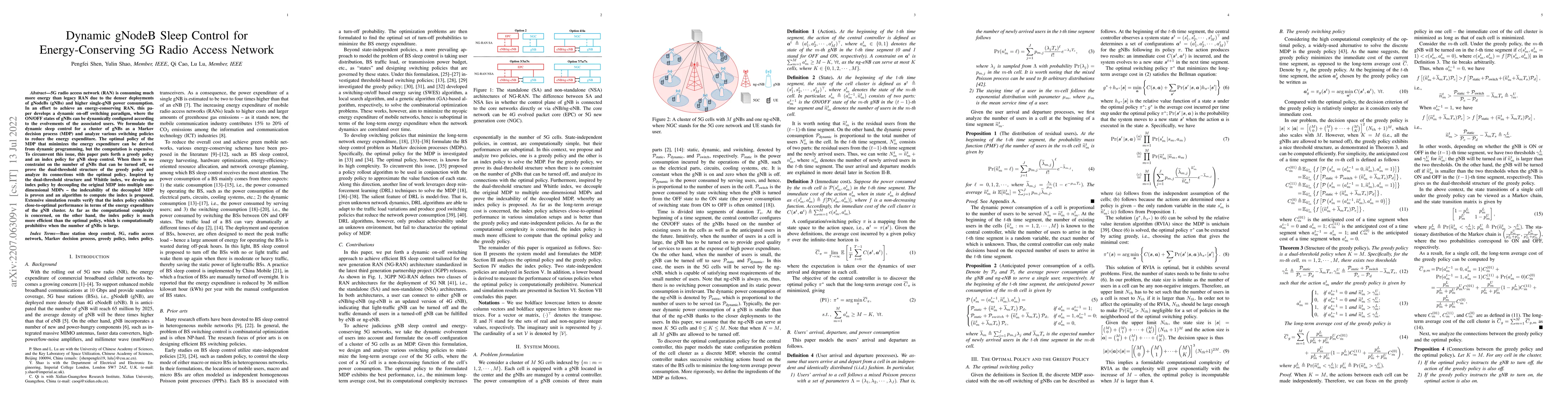 Thumbnail for Dynamic gNodeB Sleep Control for Energy-Conserving 5G Radio Access
  Network