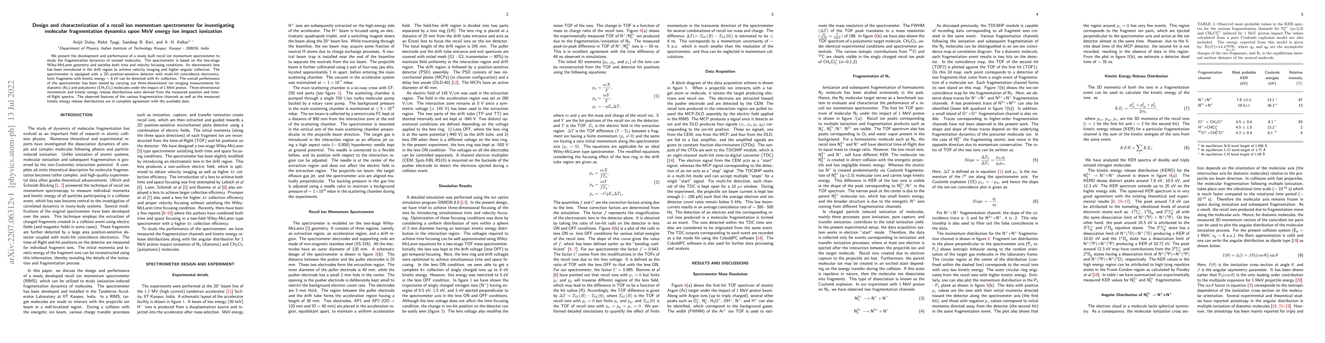 Thumbnail for Design and characterization of a recoil ion momentum spectrometer for
  investigating molecular fragmentation dynamics upon MeV energy ion impact
  ionization