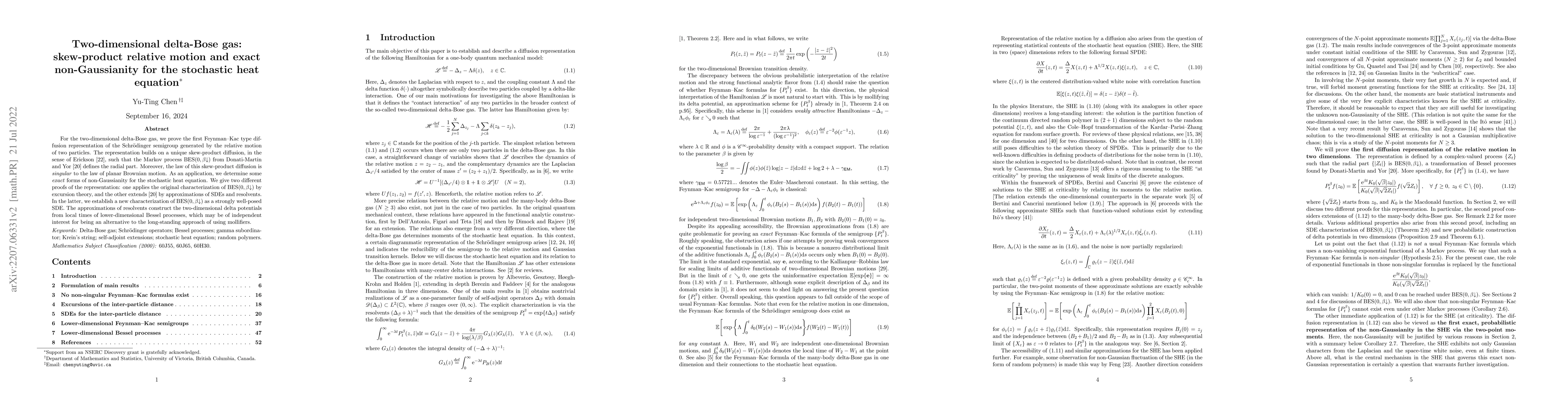 Thumbnail for Two-dimensional delta-Bose gas: skew-product relative motion and exact
  non-Gaussianity for the stochastic heat equation