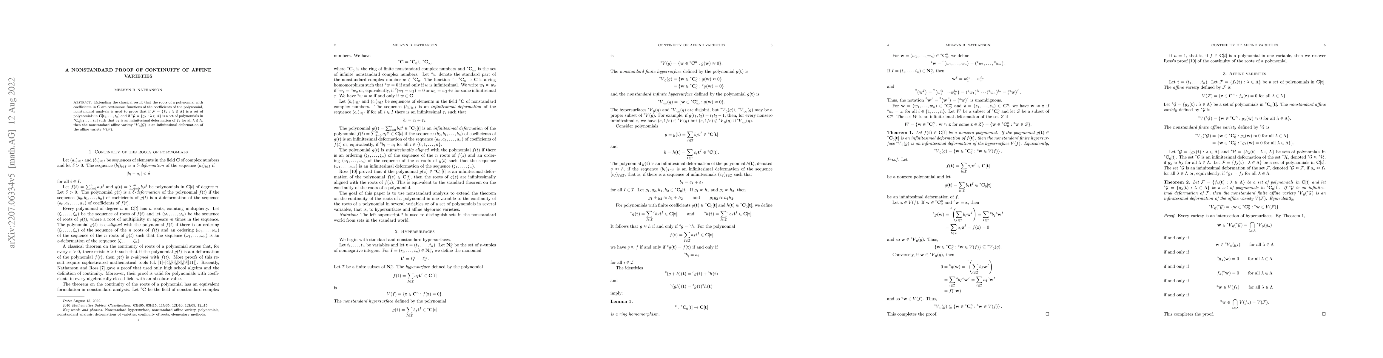Thumbnail for A nonstandard proof of continuity of affine varieties