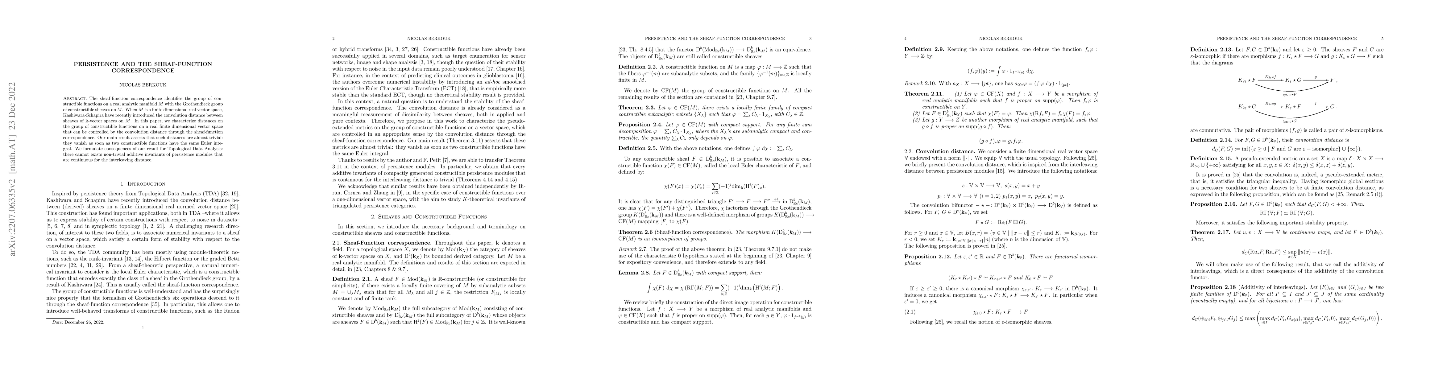 Thumbnail for Persistence and the Sheaf-Function Correspondence