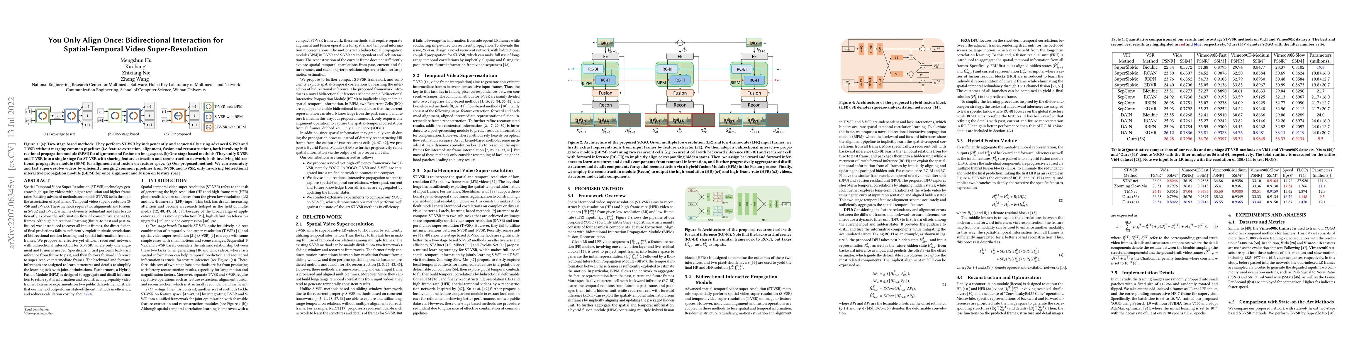 Thumbnail for You Only Align Once: Bidirectional Interaction for Spatial-Temporal
  Video Super-Resolution