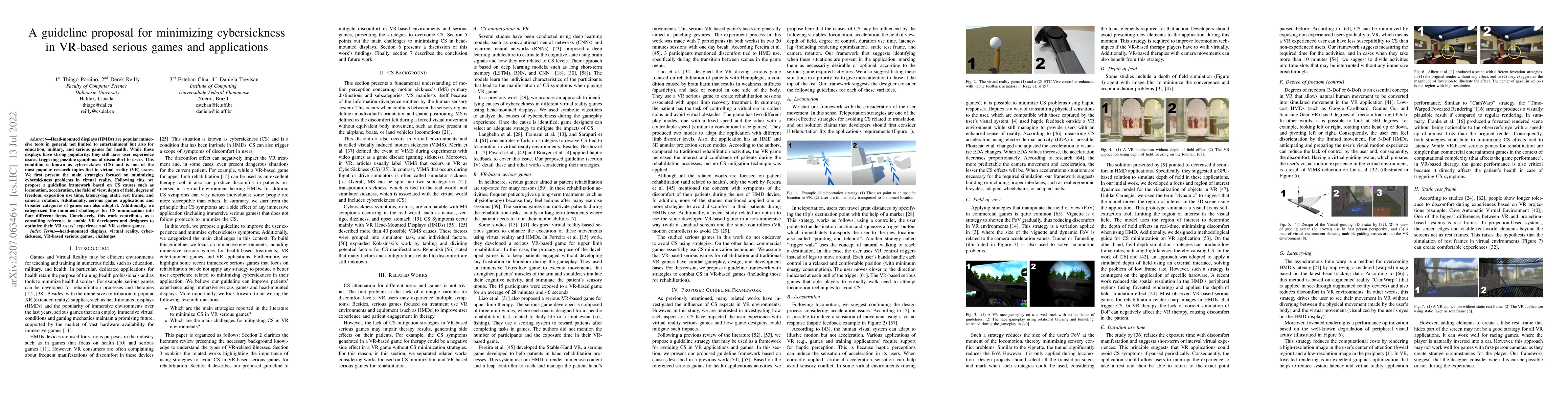 Thumbnail for A guideline proposal for minimizing cybersickness in VR-based serious
  games and applications