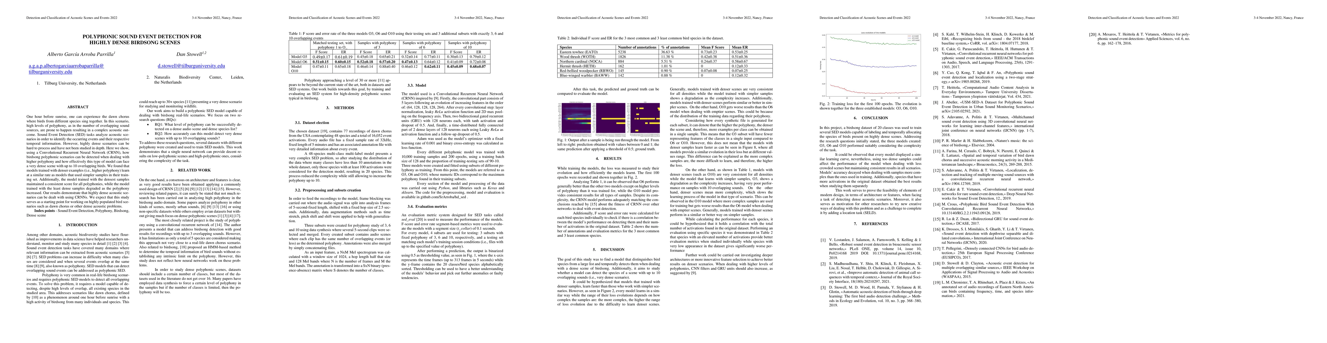 Thumbnail for Polyphonic sound event detection for highly dense birdsong scenes