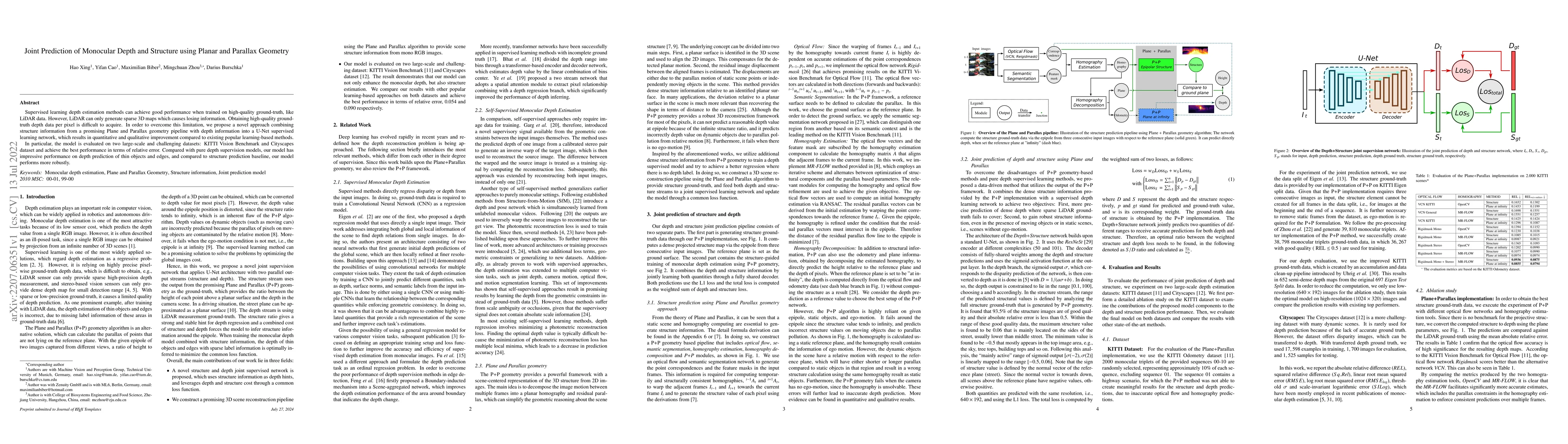Thumbnail for Joint Prediction of Monocular Depth and Structure using Planar and
  Parallax Geometry