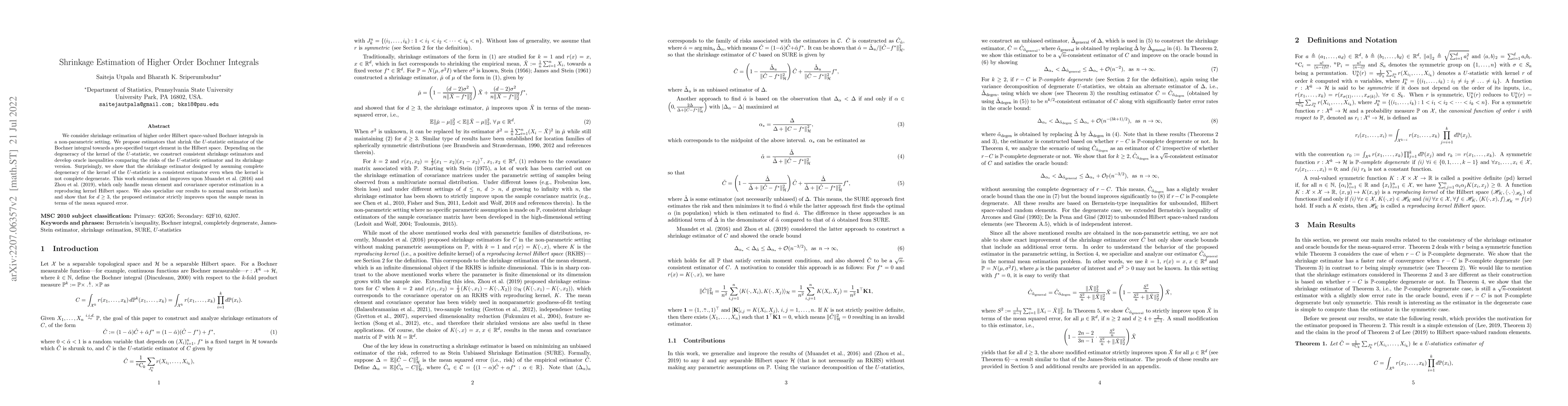 Thumbnail for Shrinkage Estimation of Higher Order Bochner Integrals
