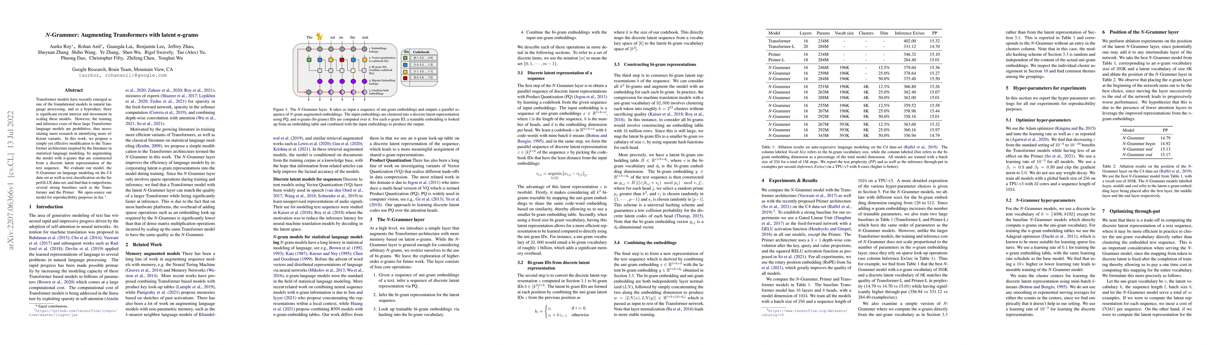 Thumbnail for N-Grammer: Augmenting Transformers with latent n-grams