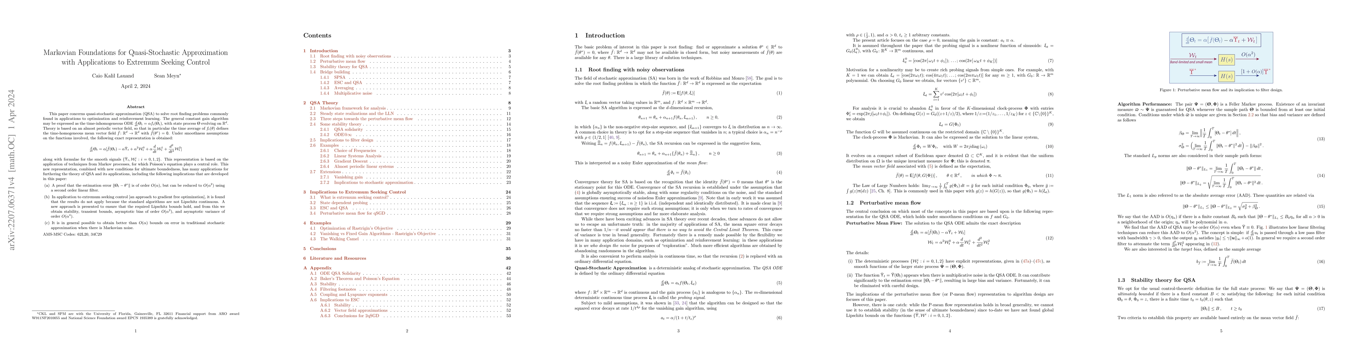 Thumbnail for Markovian Foundations for Quasi-Stochastic Approximation with
  Applications to Extremum Seeking Control